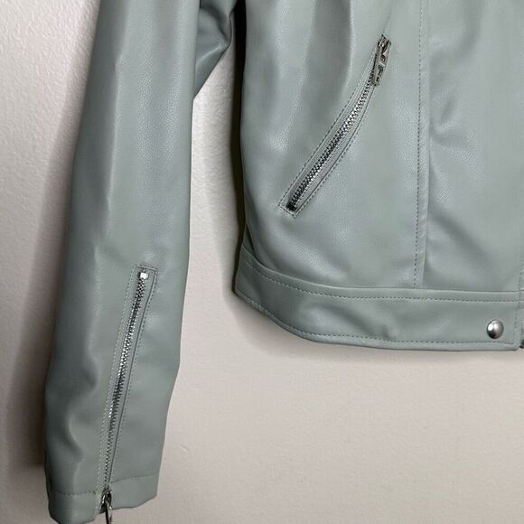 Blank NYC Faux Leather Moto Jacket Light Green size XS - Picture 4 of 6